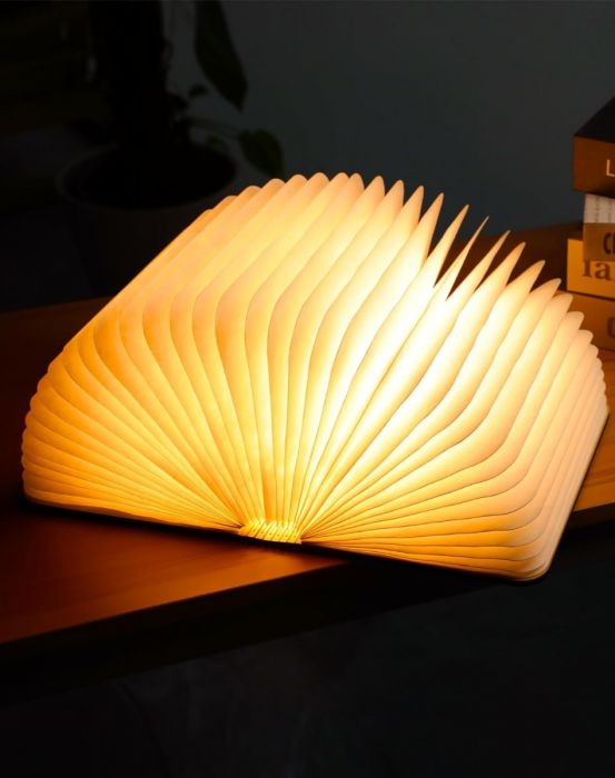 Creative Wooden Foldableing Book Lamp Led Rechargeable Page Turning Night Light Cultural and Creative Business Gift Atmosphere Light Wholesale Engraving