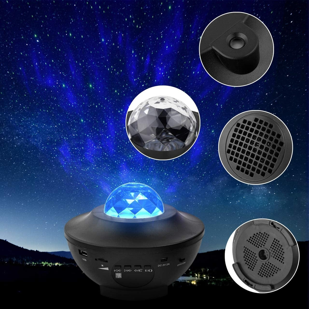 Galaxy Projector Star Starry Sky LED Night Light Projector Bluetooth Speaker Bedroom Lamp Universal Mini LED Lights Projector Light
